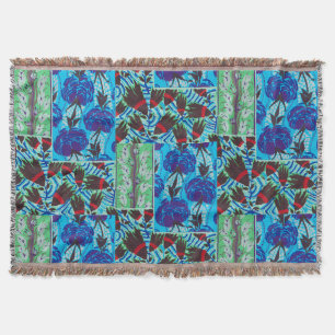 Couverture Art floral bleu et vert maximaliste vibrant