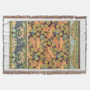Couverture Art nouveau écureuil automne floral textile art