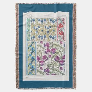 Couverture Art nouveau floral chardon fleurie textile art