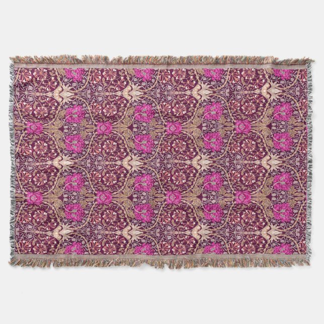 Couverture Art Nouveau floral, prune, beige et Deep Purple (Devant)