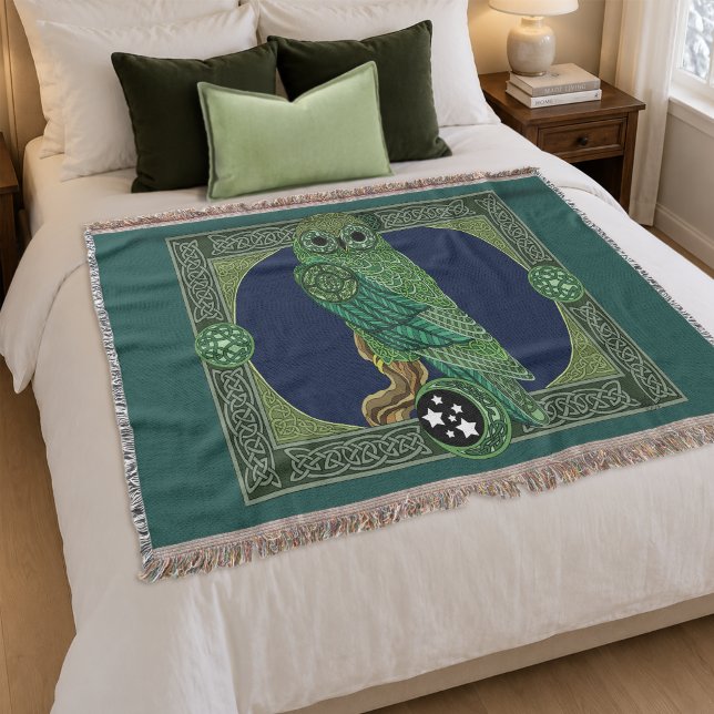 Couverture Art Nouveau Nœud Celtique Vert Chouette  (Créateur téléchargé)