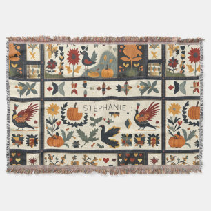 Couverture Art populaire Motif de courtepointe d'automne   Ré