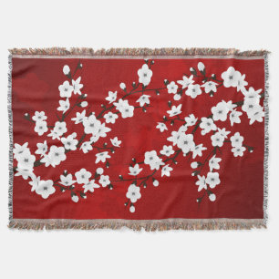 Couverture Asie Fleur Blanche Cerisier Fleur Rouge
