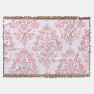 Couverture Assez en rose motif de damas victorien aquarelle