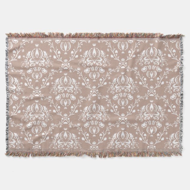 Couverture Aubergine pourpre et blanc Damas (Devant)