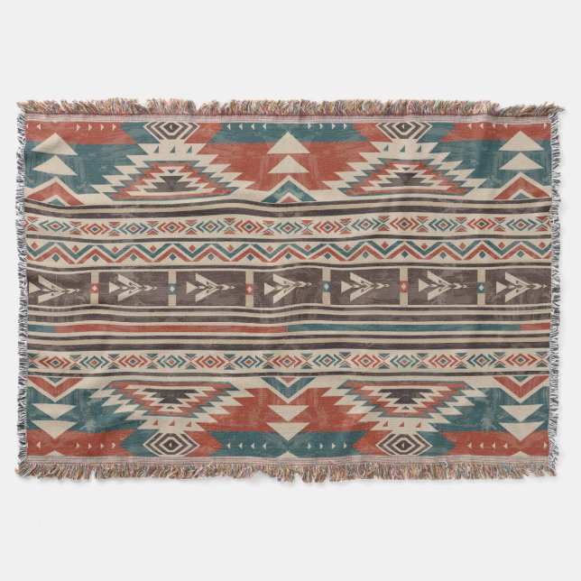 Couverture Autochtone Motif d'Amérique Tribale Indien (Devant)