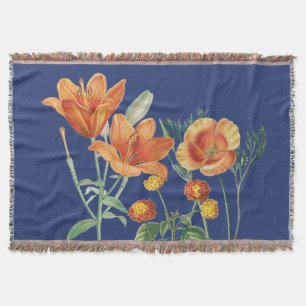 Couverture Automne Aquarelle d'automne Orange Floral Bleu