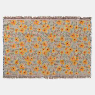 Couverture Automne Automne Floral Motif Sage Vert
