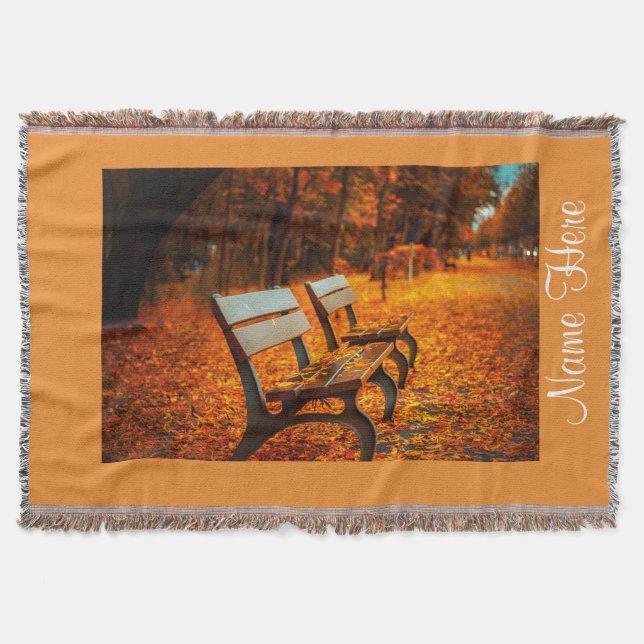Couverture Automne Automne Parc Paisible Banc Lancer Blanche (Devant)