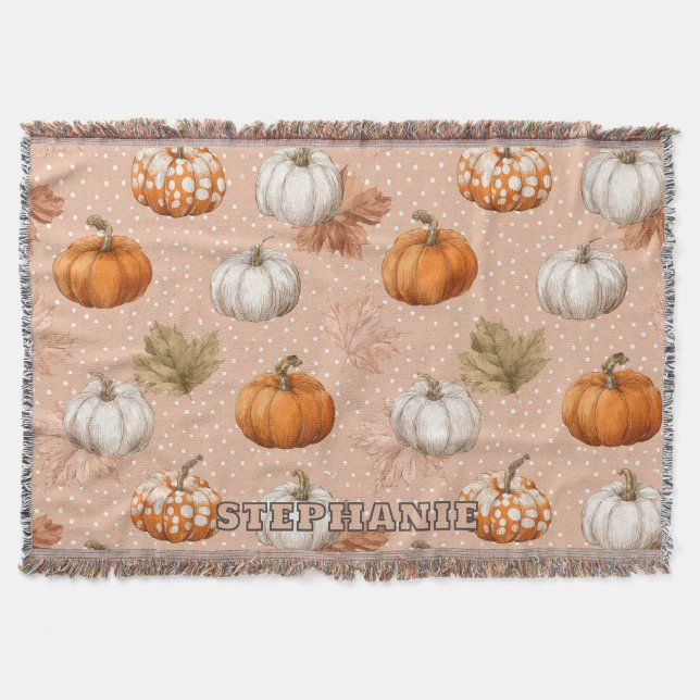 Couverture Automne Rustic Harvest - Citrouille et Feuille (Devant)