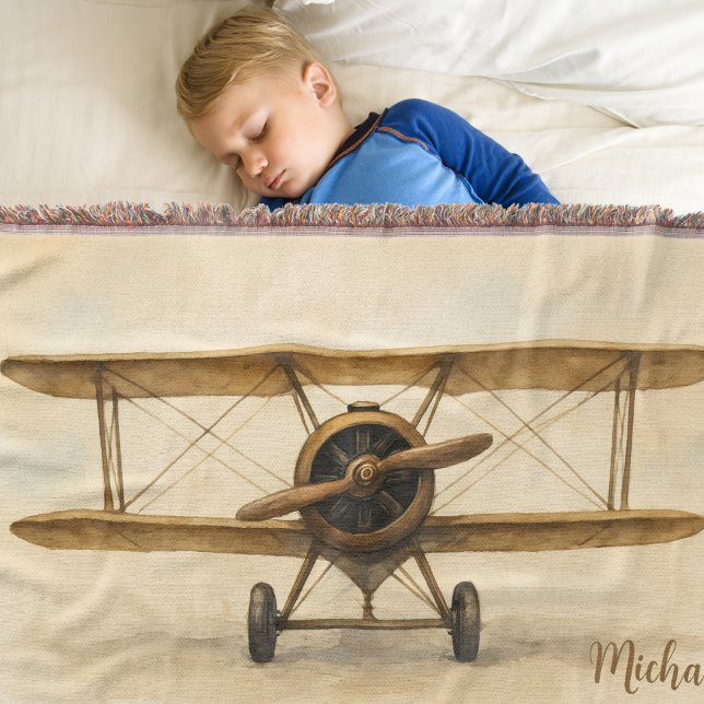 Couverture Avion Vintage Ancien Biplan Aviation Aviateur (Créateur téléchargé)