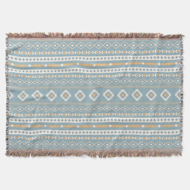 Couverture Aztec Crème orange bleu Mixte Motif H Motif (Devant)