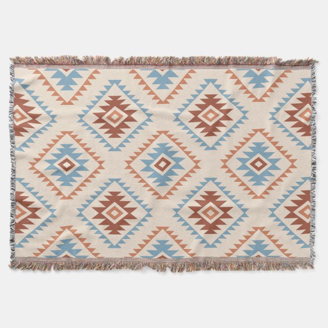 Couverture Aztec Style Motif Big Motif Blue Crm Terracottas (Devant)