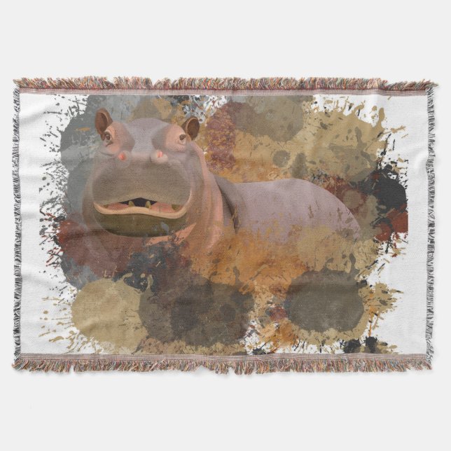 Couverture Baby Hippo Abstrait Paint Splatter Faune (Devant)