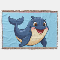 Baleine de dessin animé joyeuse nageant