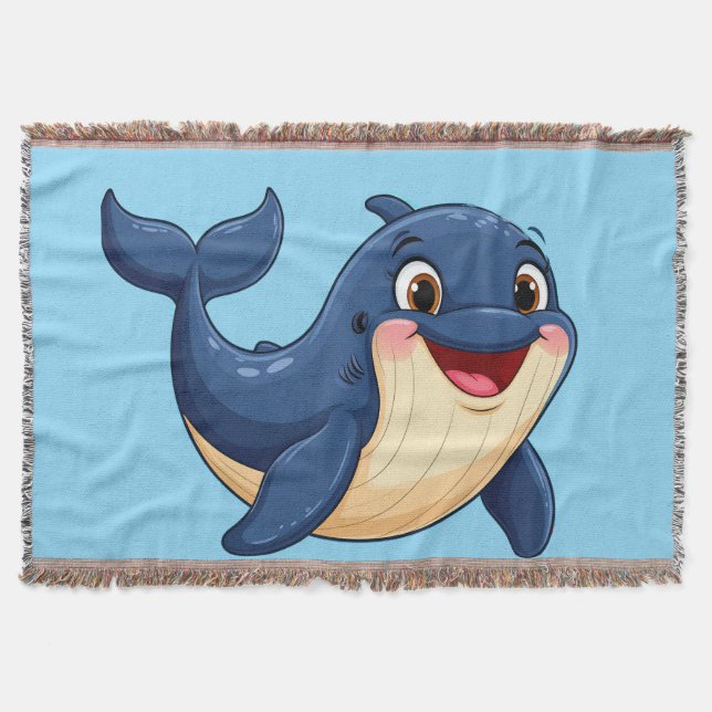 Couverture Baleine de dessin animé joyeuse nageant (Devant)
