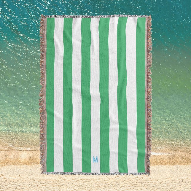 Couverture Bande de cabane verte et monogramme bleu personnal (Créateur téléchargé)