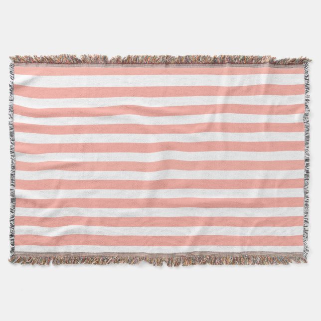 Couverture Bandes de bonbons corail et blanc (Devant)
