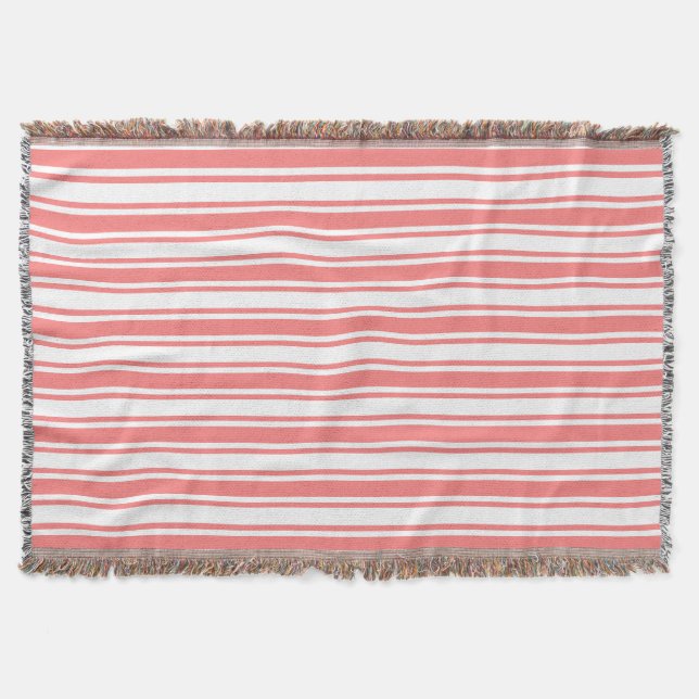 Couverture Bandes de bonbons corail et blanc (Devant)