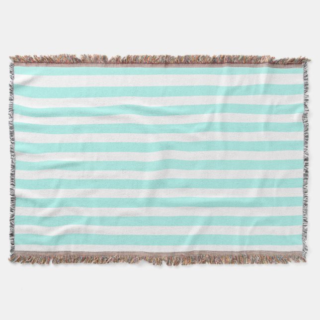 Couverture Bandes de bonbons turquoise et blanche (Devant)
