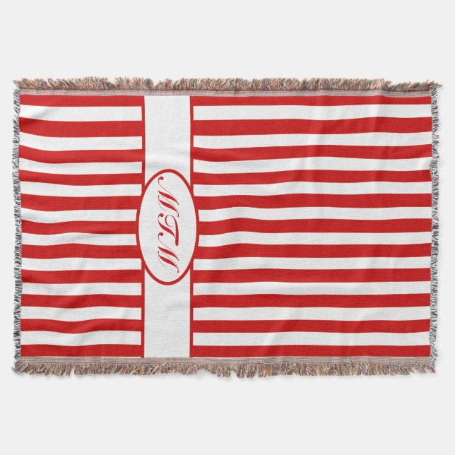 Couverture Bandes rousses automnales avec monogramme (Devant)