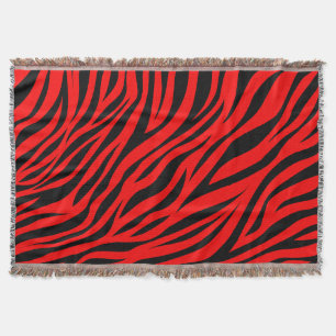 Couverture Bandes Zèbre Noir Rouge Imprimer
