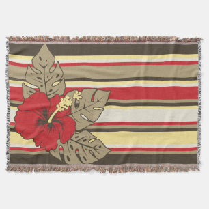 Couverture Banzai Beach Hawaiian Hibiscus Blanket rayée