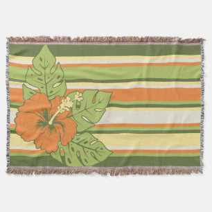 Couverture Banzai Beach Hawaiian Hibiscus Blanket rayée