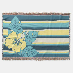Couverture Banzai Beach Hawaiian Hibiscus Blanket rayée