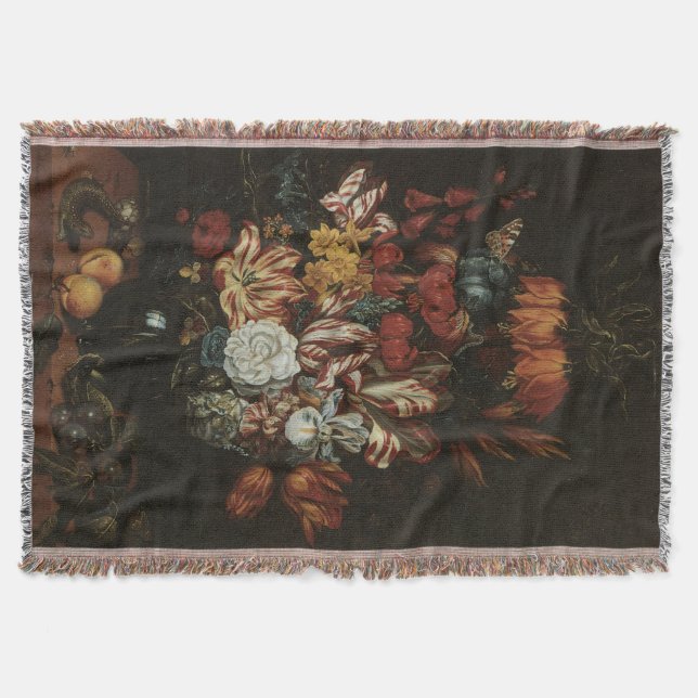 Couverture Baroque Ancien, Nature Morte Florale Fleurs dans u (Devant)