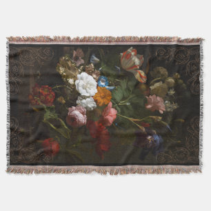 Couverture Baroque élégant design floral foncé jettent couver