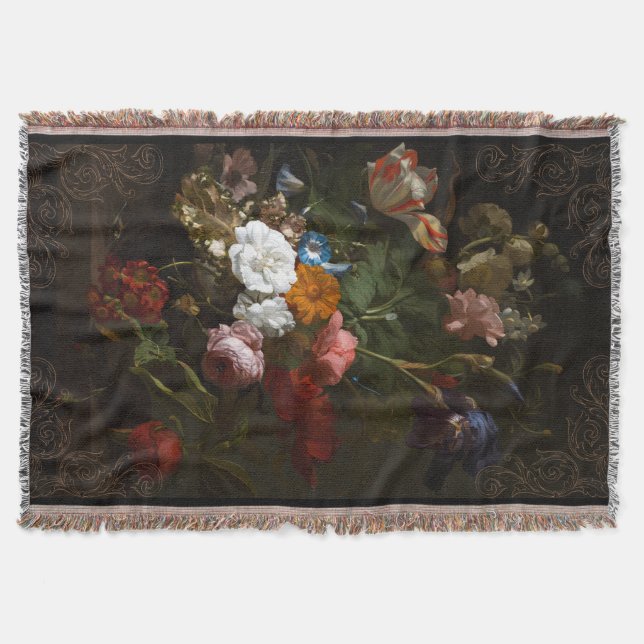 Couverture Baroque élégant design floral foncé jettent couver (Devant)