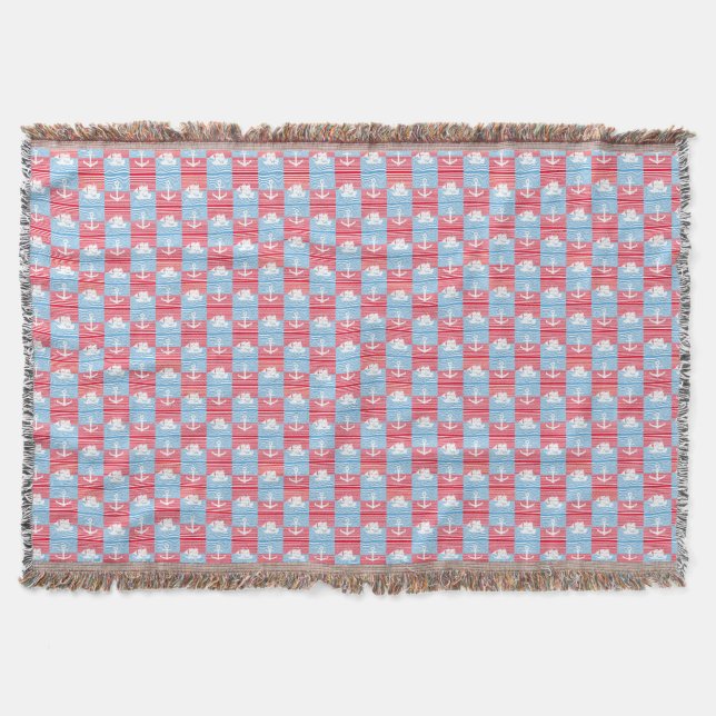Couverture Bateau à voile et motif d'ancre (Devant)