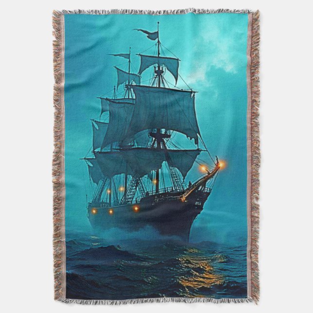 Couverture Bateau fantôme sur le design Stormy Seas (devant Vertical)