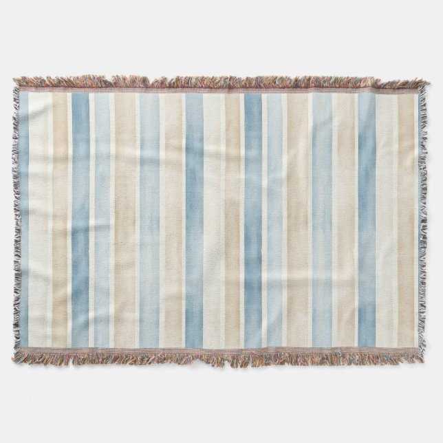 Couverture Beach Blue Cream Stripes (Devant)