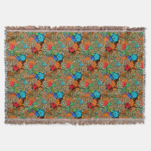 Couverture Beau Floral Multicolore Motif Rouge Bleu