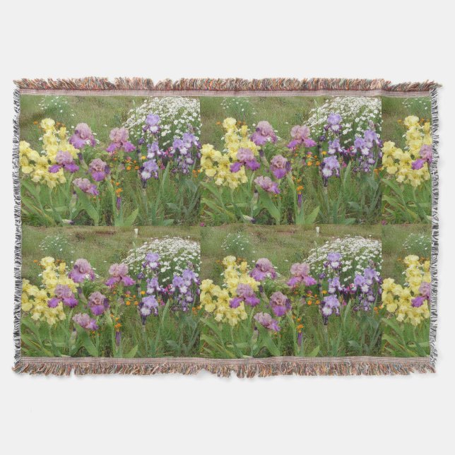 Couverture Beau Jardin fleuri pourpre Iris Irises (Devant)