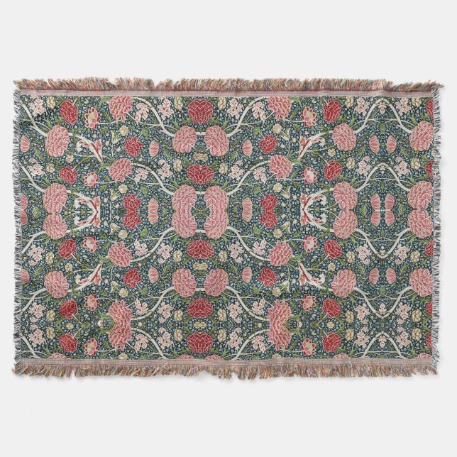 Couverture Beau motif floral Fleurs de feuillage Rouge rose (Devant)