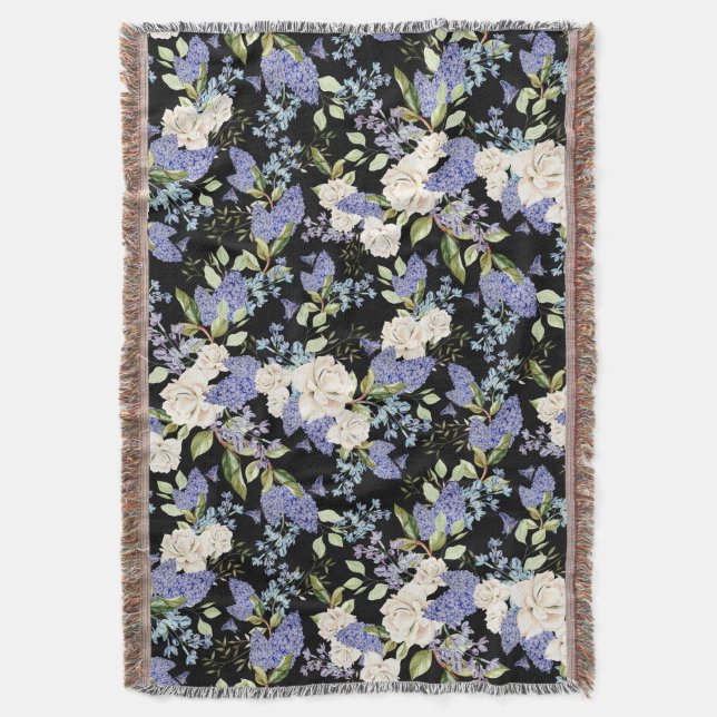 Couverture Beau motif floral Lilac Rose Foliage (devant Vertical)