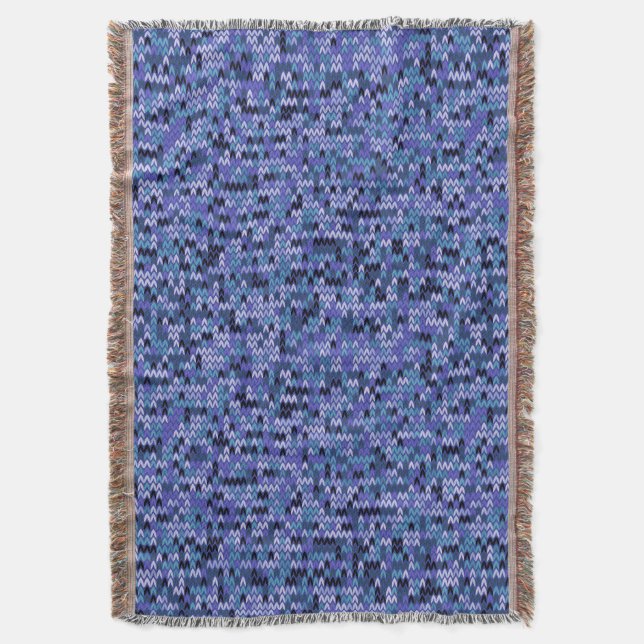 Couverture Beau, motif tricot, tricoté, bleu et (devant Vertical)