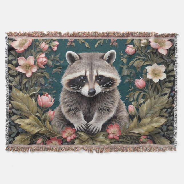 Couverture Beau Racoon rose floral (Devant)