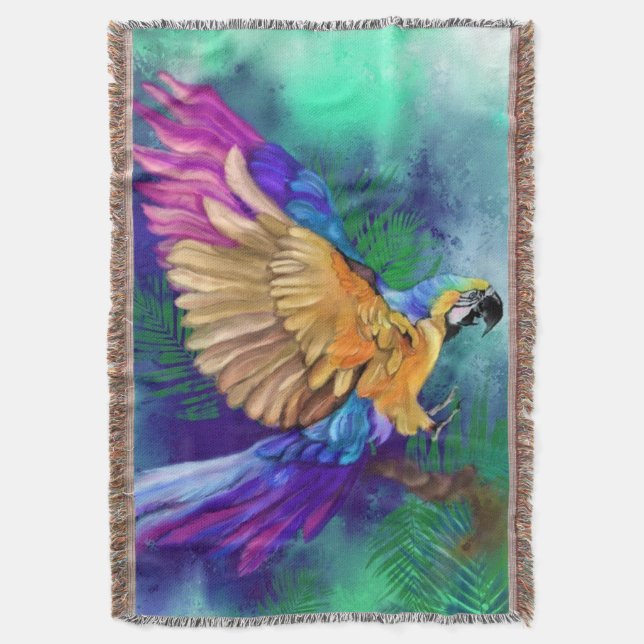 Couverture Beautiful Colorful Parrot Throw Blanket (devant Vertical)