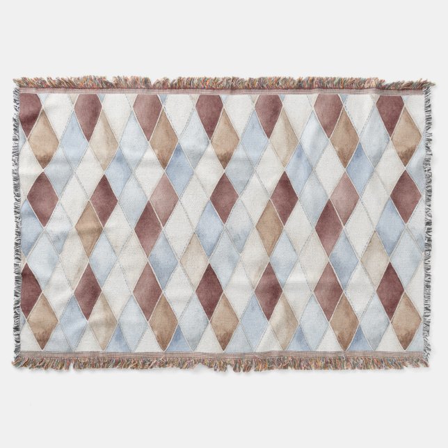 Couverture Beaux Diamants Bleus Crème Beige Marron   (Devant)