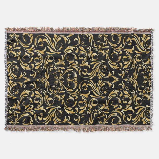 Couverture Beaux motifs de damassé de noir et d'or (Devant)