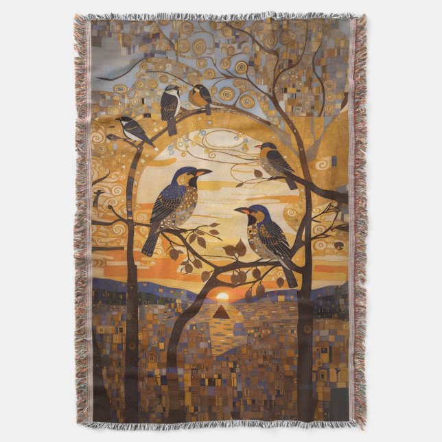 Couverture Beaux Oiseaux Abstraits Au lever Du Soleil Décorat (devant Vertical)