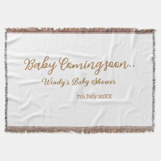 Couverture Bébé à venir bientôt baby shower marron rose tenda