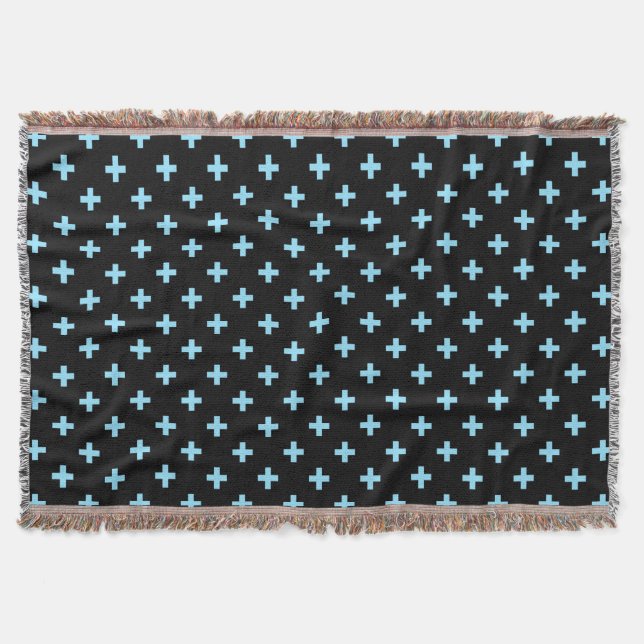 Couverture Bébé bleu polka croise sur noir (Devant)