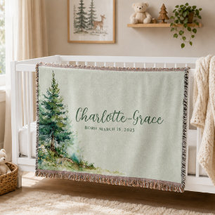 Couverture bébé boisée • Forêt de sauge neutre