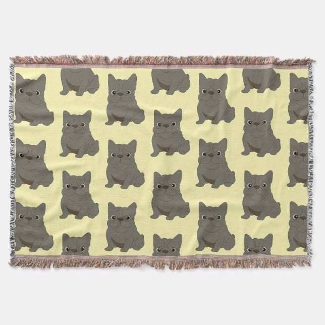 Couverture Bébé Bouledogue Français bleu, housse de coussin j (Devant)