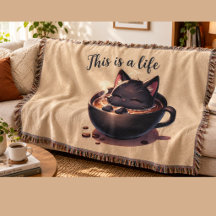 Couverture bébé Chat Noir Café – Joli Chat Douille
